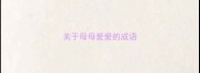 关于母母爱爱的成语