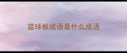 篮球板成语是什么成语