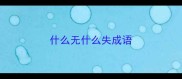 什么无什么失成语