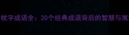 含枕字成语全20个经典成语背后的智慧与寓意