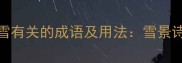 10个最经典的跟雪有关的成语及用法雪景诗词中的文化密码
