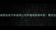 全网最全汽车成语这些汽车成语让你秒懂高颜值车型看完这篇再买车不踩坑