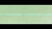 带泡字的10个经典成语及寓意从白泡青沫到泡沫之徒的智慧传承