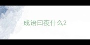 成语曰夜什么