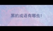 黑的成语有哪些