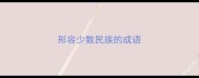 形容少数民族的成语